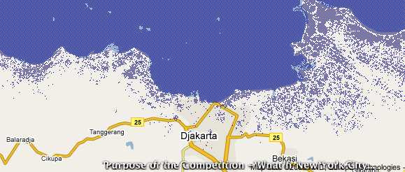 Jakarta Bay, 1 metre sea level rise