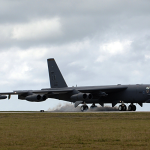 B-52 Stratofortress bomber from the 96th Expeditionary Bomb Squadron lands on Andersen AFB, Guam. Photo source: US Air Force
