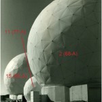 Figure 26. Radomes at Pine Gap in 1986 (Antennas 85-A, 77-A and 68-A) - annotated Source: Department of Defence Public Relations, Canberra, Ref. No. CANA/85 / 315/21. 